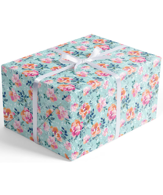 Shabby Spring Floral Eco-Friendly Kraft Wrapping Paper Recycled RUSPEPA
