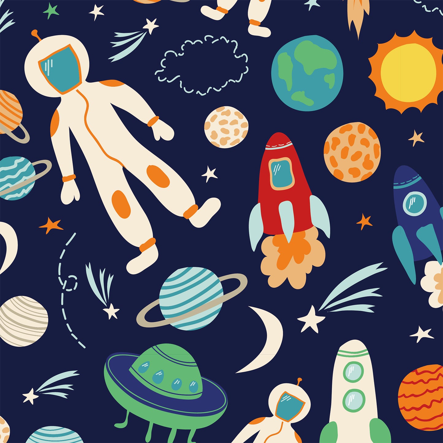 Space for Kids Flat Wrapping Paper Sheet Wholesale Wraphaholic