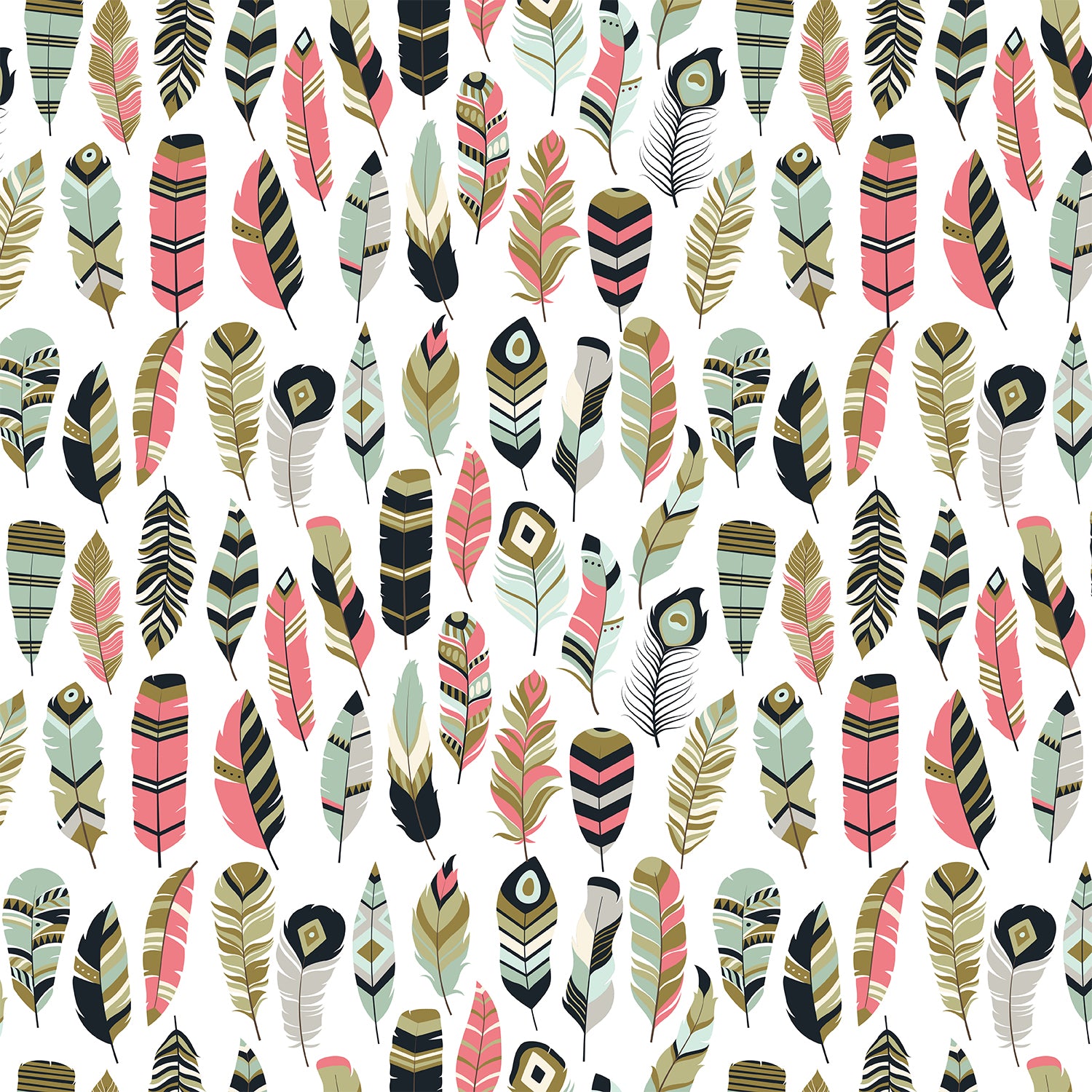 Tribal Feathers Flat Wrapping Paper Sheet Wholesale Wraphaholic