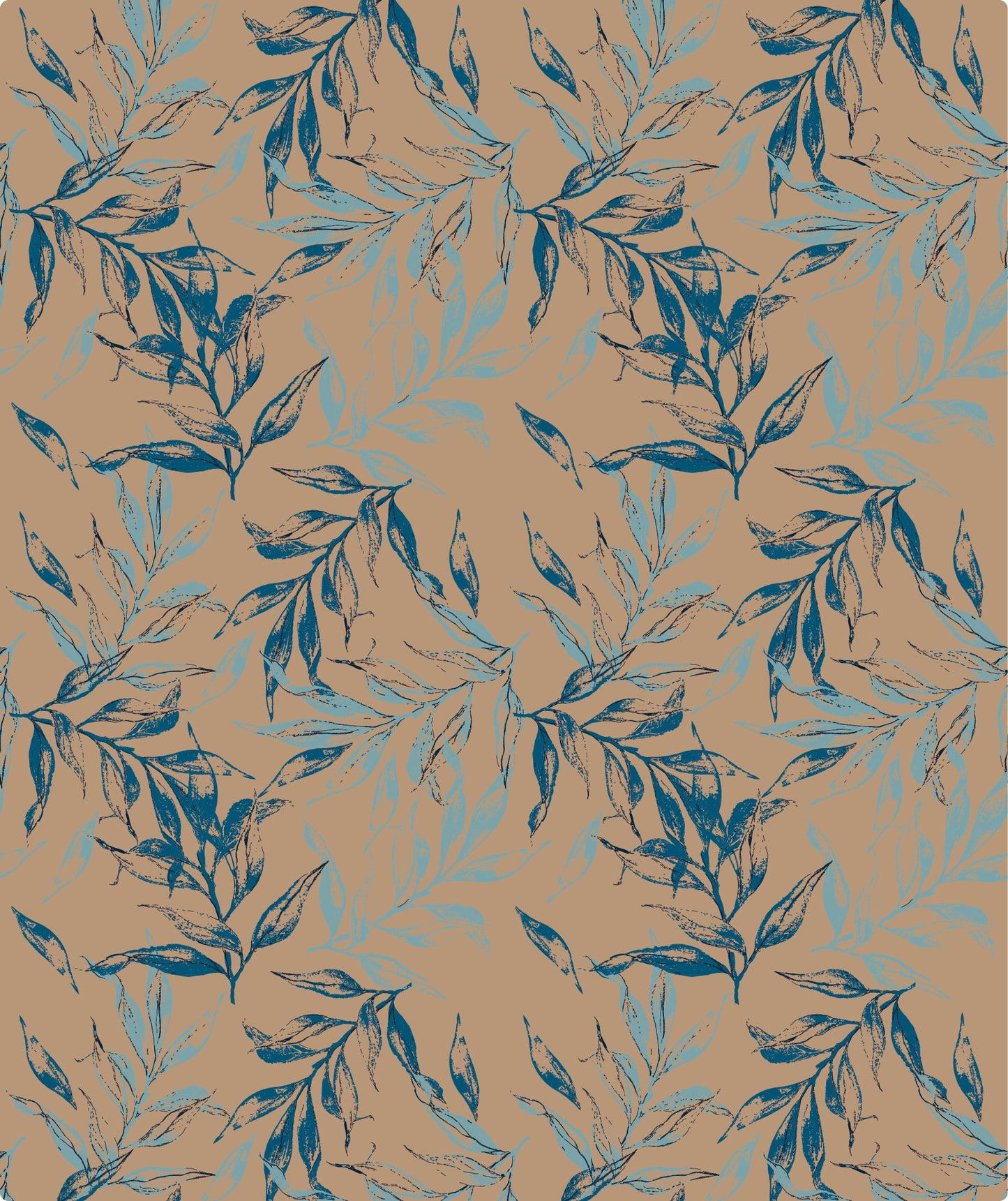 Watercolor Blueness Leaf Eco-Friendly Kraft Wrapping Paper Recycled RUSPEPA