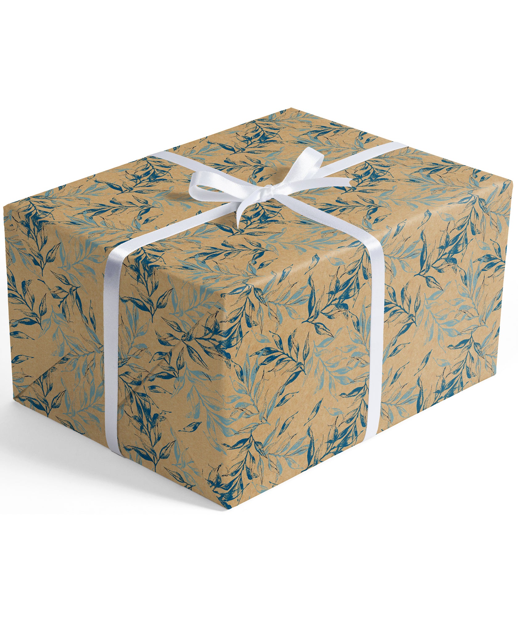 Watercolor Blueness Leaf Eco-Friendly Kraft Wrapping Paper Recycled RUSPEPA