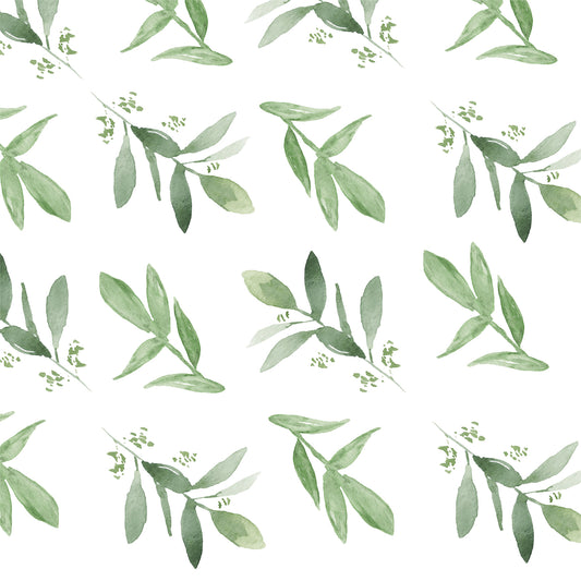 Watercolor Green Leaf Flat Wrapping Paper Sheet Wholesale Wraphaholic