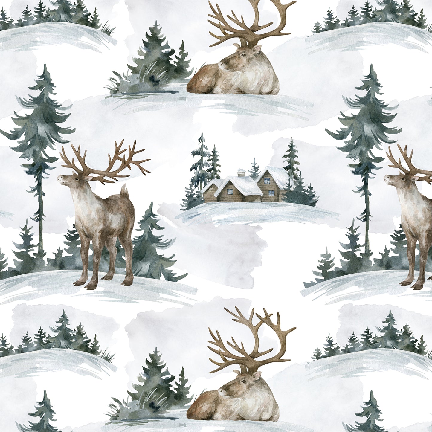 Winter Forest Elk Flat Wrapping Paper Sheet Wholesale Wraphaholic
