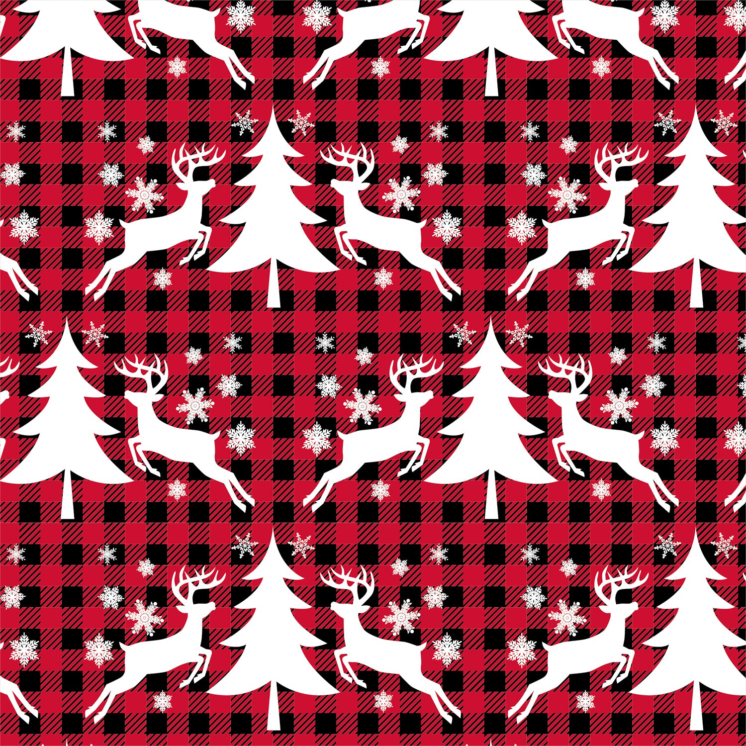 Red Black Buffalo Reindeer Flat Wrapping Paper Sheet Wholesale Wraphaholic